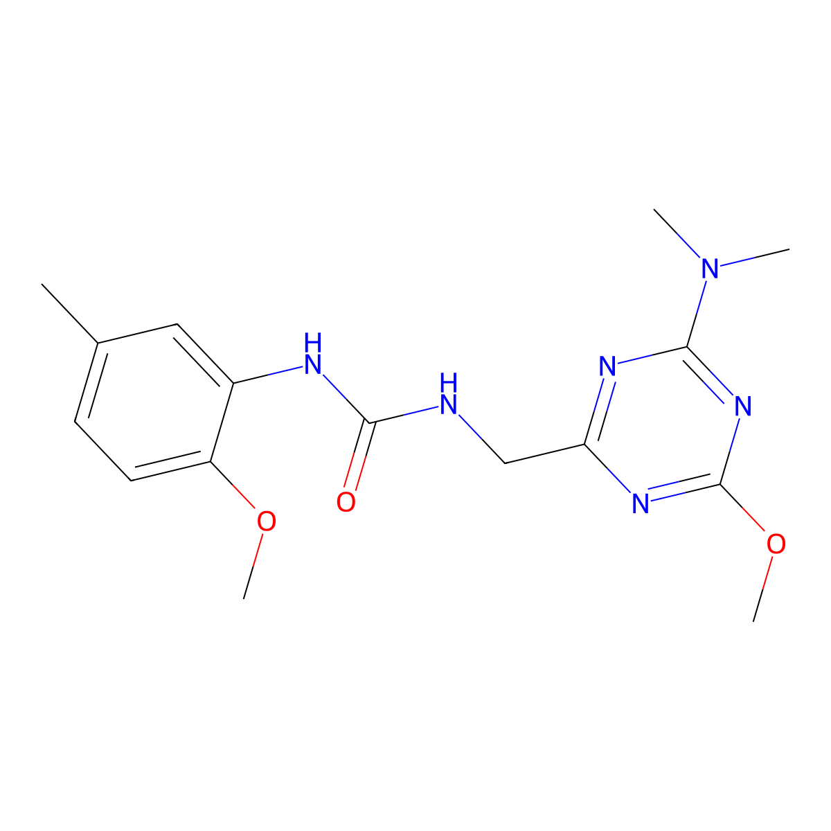 1-((4-(Dimethylamino)-6-methoxy-1,3,5-triazin-2-yl)methyl)-3-(2-methoxy-5-methylphenyl)urea molecular structure, CAS 2034575-84-1