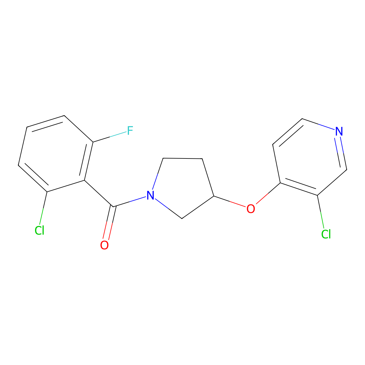 (2-Chloro-6-fluorophenyl)(3-((3-chloropyridin-4-yl)oxy)pyrrolidin-1-yl)methanone molecular structure, CAS 2034575-88-5