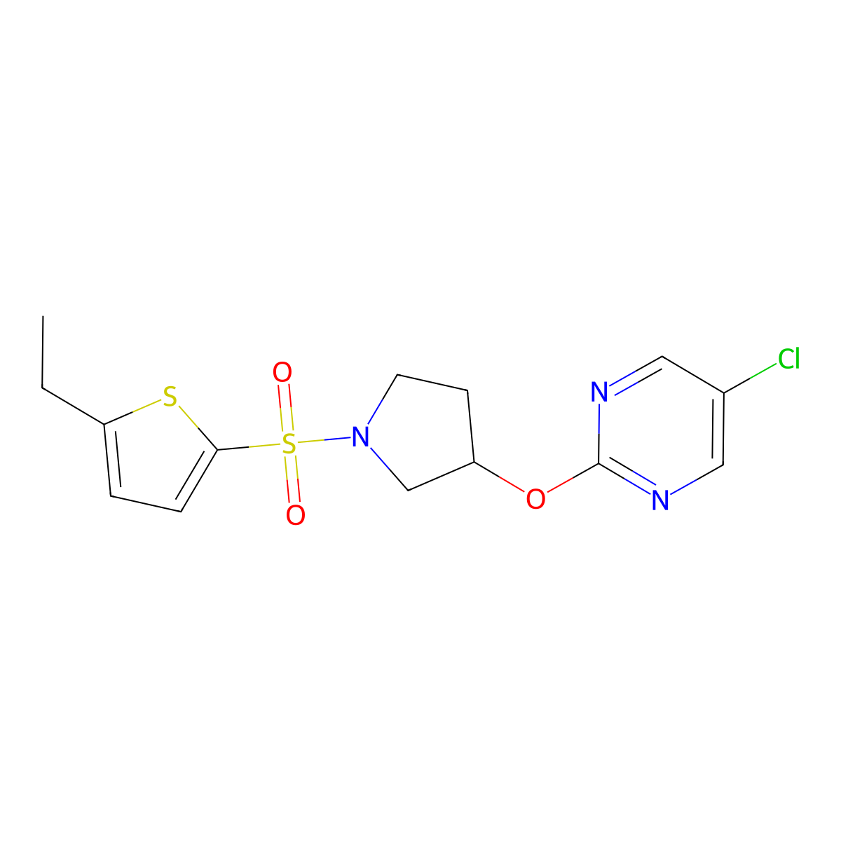 5-Chloro-2-((1-((5-ethylthiophen-2-yl)sulfonyl)pyrrolidin-3-yl)oxy)pyrimidine molecular structure, CAS 2034575-91-0