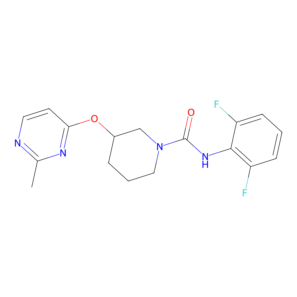 N-(2,6-difluorophenyl)-3-((2-methylpyrimidin-4-yl)oxy)piperidine-1-carboxamide molecular structure, CAS 2034575-95-4