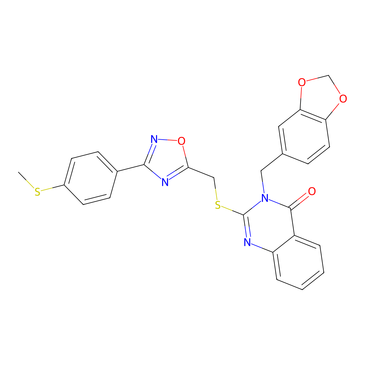 3-(benzo[d][1,3]dioxol-5-ylmethyl)-2-(((3-(4-(methylthio)phenyl)-1,2,4-oxadiazol-5-yl)methyl)thio)quinazolin-4(3H)-one molecular structure, CAS 2034575-96-5