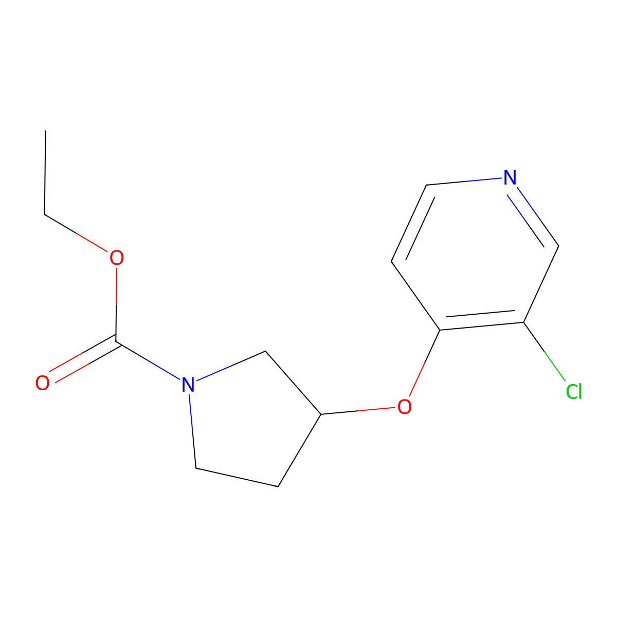 Ethyl 3-((3-chloropyridin-4-yl)oxy)pyrrolidine-1-carboxylate molecular structure, CAS 2034575-97-6