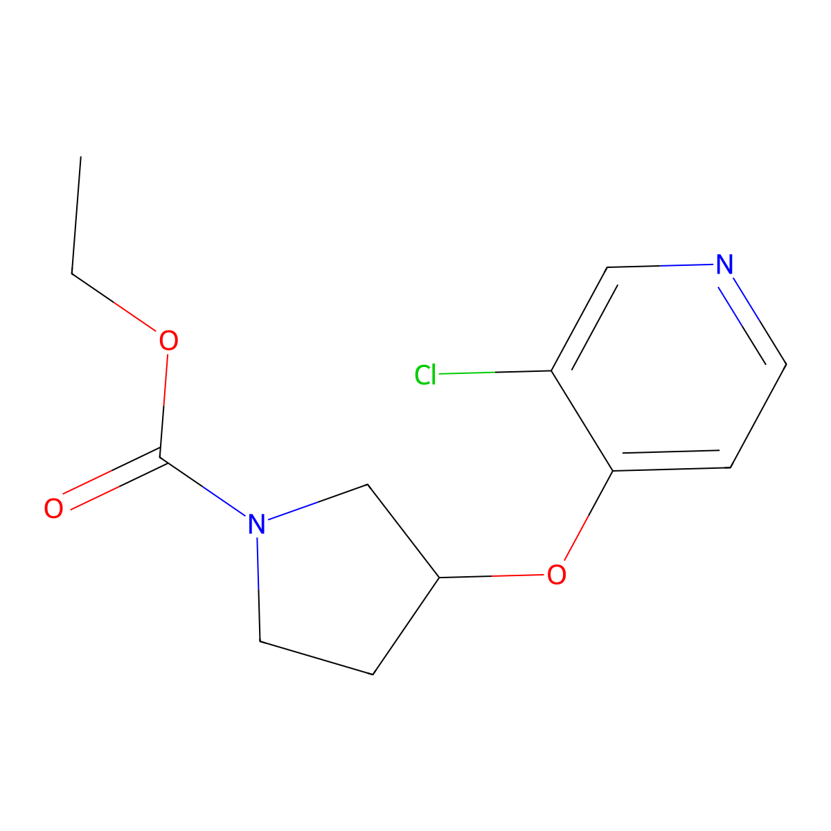 Ethyl 3-((3-chloropyridin-4-yl)oxy)pyrrolidine-1-carboxylate molecular structure, CAS 2034575-97-6