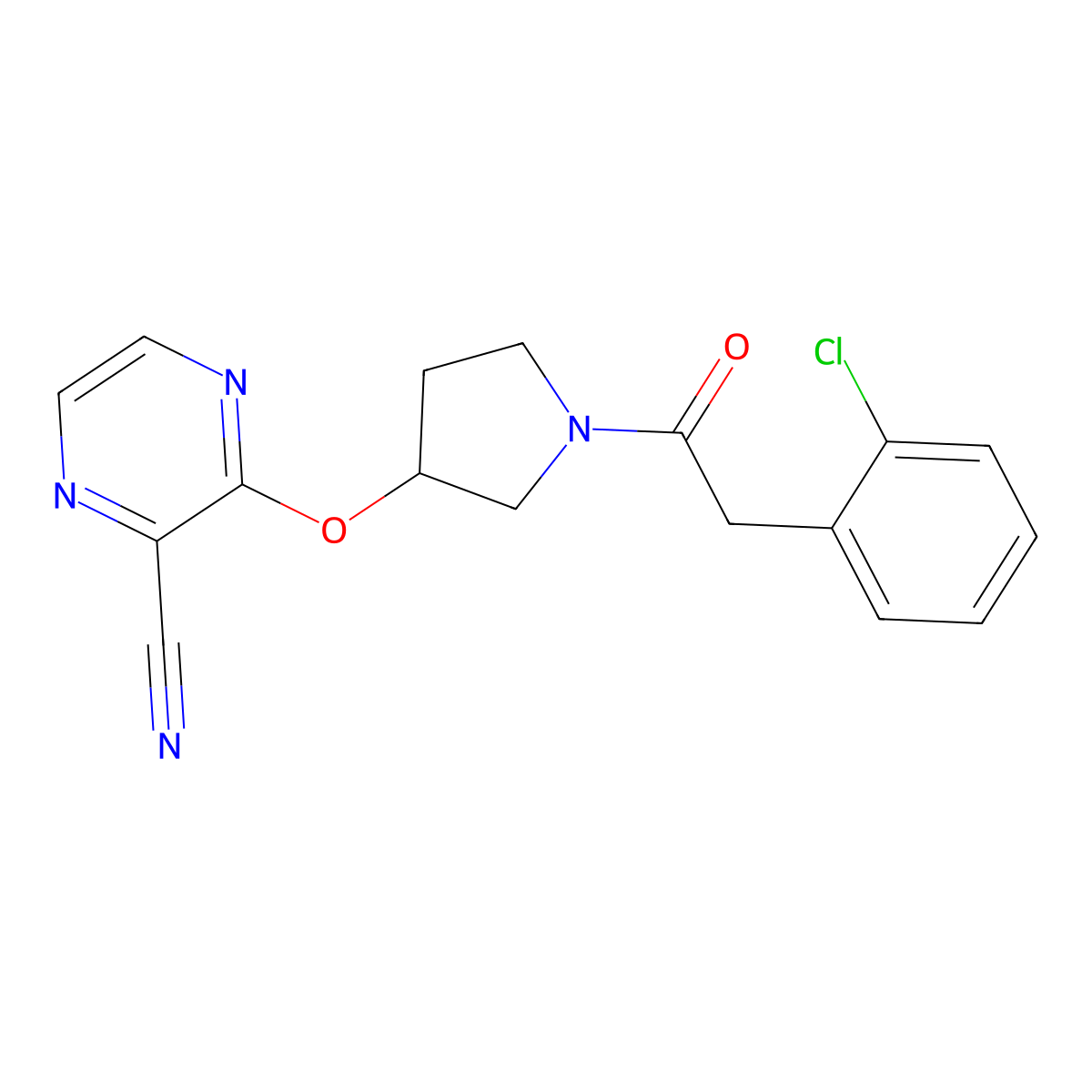 3-((1-(2-(2-Chlorophenyl)acetyl)pyrrolidin-3-yl)oxy)pyrazine-2-carbonitrile molecular structure, CAS 2034575-99-8