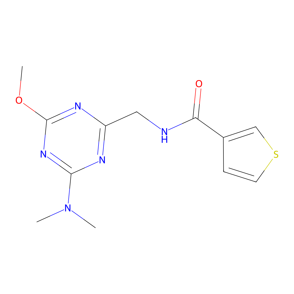 N-{[4-(dimethylamino)-6-methoxy-1,3,5-triazin-2-yl]methyl}thiophene-3-carboxamide molecular structure, CAS 2034576-06-0