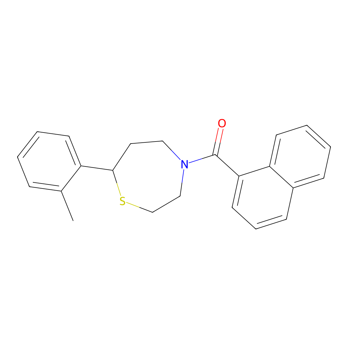 Naphthalen-1-yl(7-(o-tolyl)-1,4-thiazepan-4-yl)methanone molecular structure, CAS 2034576-10-6
