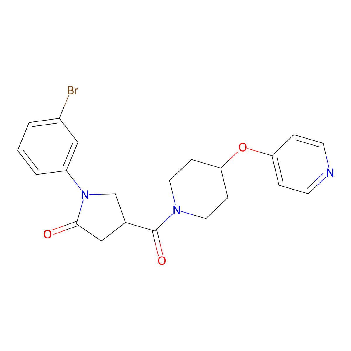 1-(3-Bromophenyl)-4-(4-(pyridin-4-yloxy)piperidine-1-carbonyl)pyrrolidin-2-one molecular structure, CAS 2034576-18-4