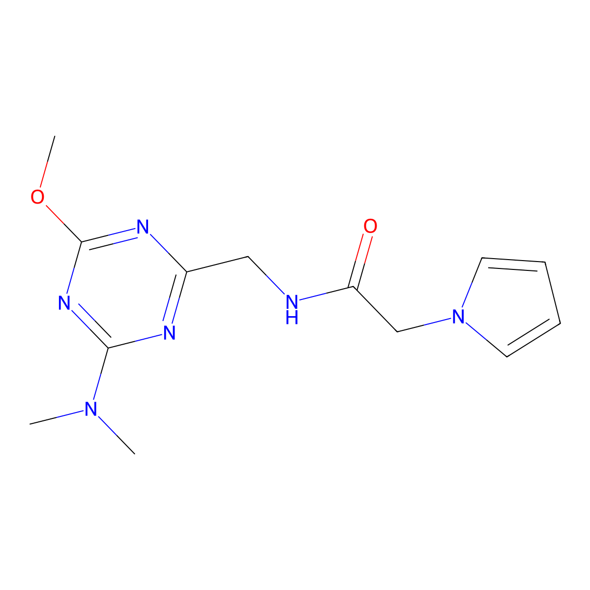 N-{[4-(dimethylamino)-6-methoxy-1,3,5-triazin-2-yl]methyl}-2-(1H-pyrrol-1-yl)acetamide molecular structure, CAS 2034576-27-5