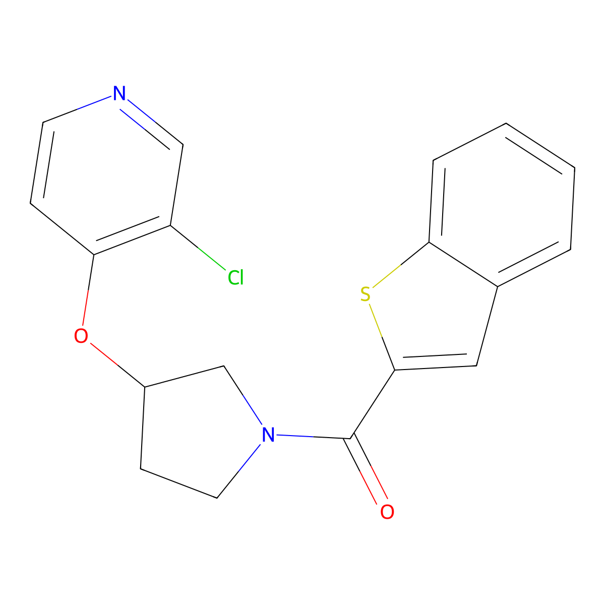 Benzo[b]thiophen-2-yl(3-((3-chloropyridin-4-yl)oxy)pyrrolidin-1-yl)methanone molecular structure, CAS 2034576-28-6