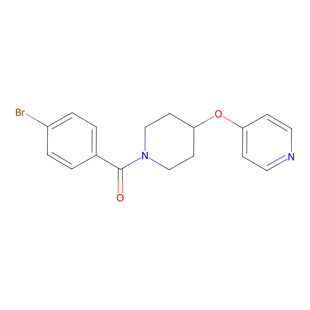 (4-Bromophenyl)(4-(pyridin-4-yloxy)piperidin-1-yl)methanone molecular structure, CAS 2034576-29-7