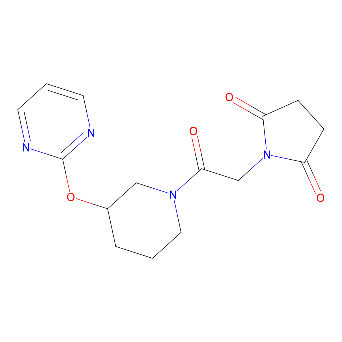 1-{2-Oxo-2-[3-(pyrimidin-2-yloxy)piperidin-1-yl]ethyl}pyrrolidine-2,5-dione molecular structure, CAS 2034576-31-1