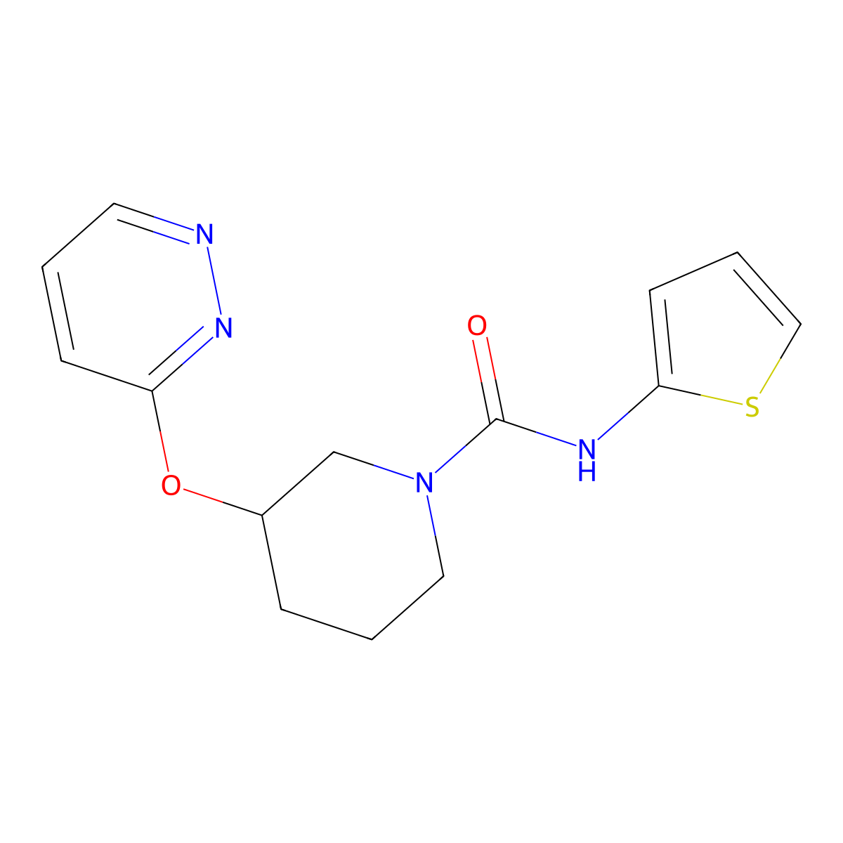 3-(pyridazin-3-yloxy)-N-(thiophen-2-yl)piperidine-1-carboxamide molecular structure, CAS 2034576-32-2