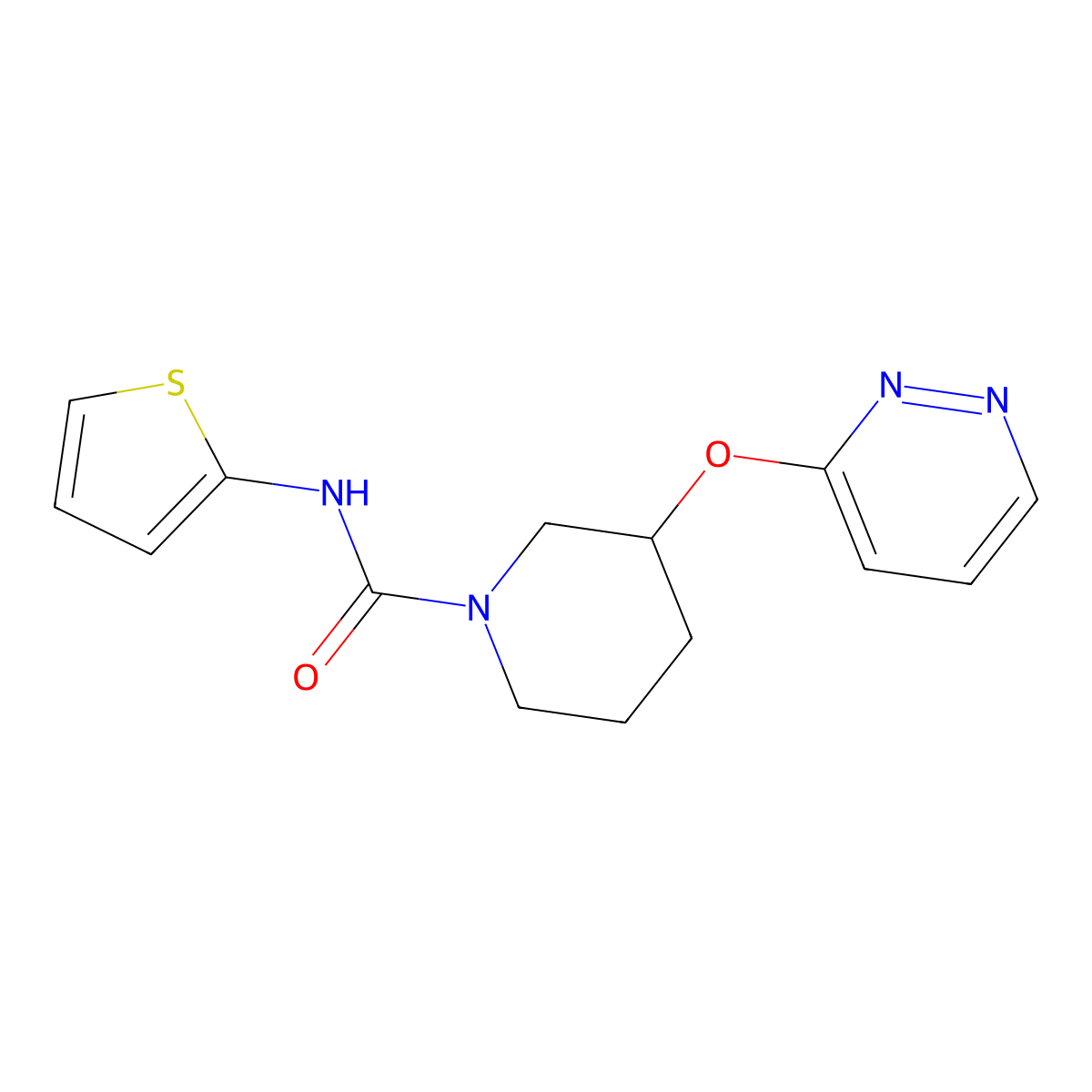 3-(pyridazin-3-yloxy)-N-(thiophen-2-yl)piperidine-1-carboxamide molecular structure, CAS 2034576-32-2