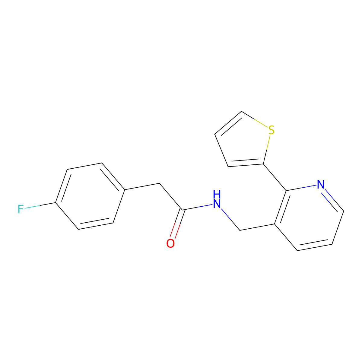 2-(4-fluorophenyl)-N-((2-(thiophen-2-yl)pyridin-3-yl)methyl)acetamide molecular structure, CAS 2034576-35-5