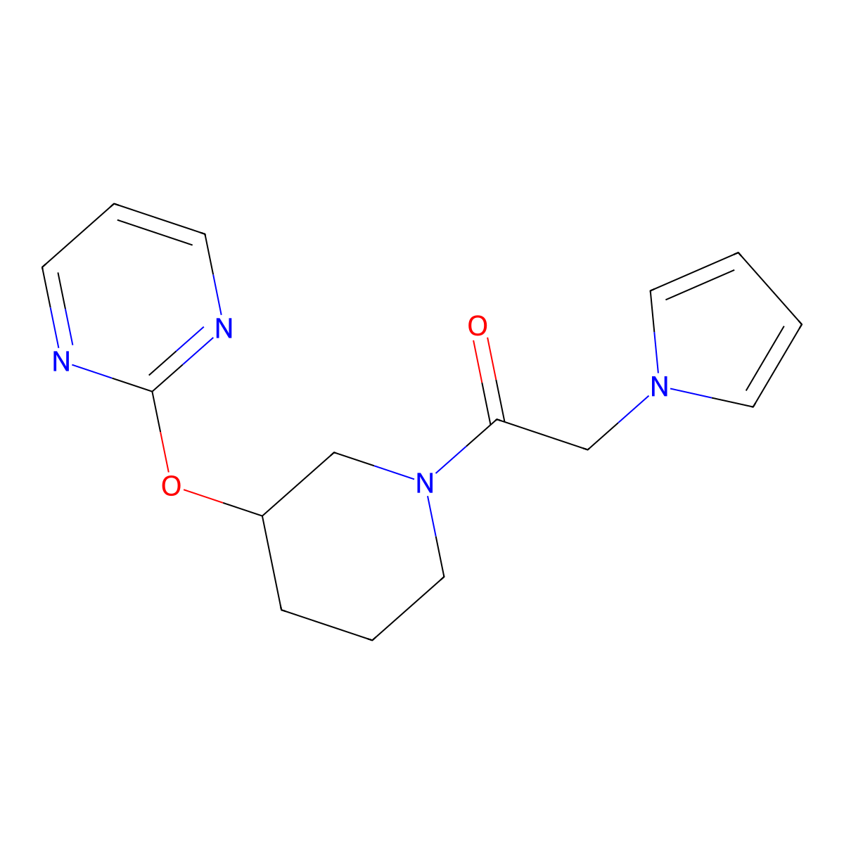 1-(3-(pyrimidin-2-yloxy)piperidin-1-yl)-2-(1H-pyrrol-1-yl)ethanone molecular structure, CAS 2034576-36-6