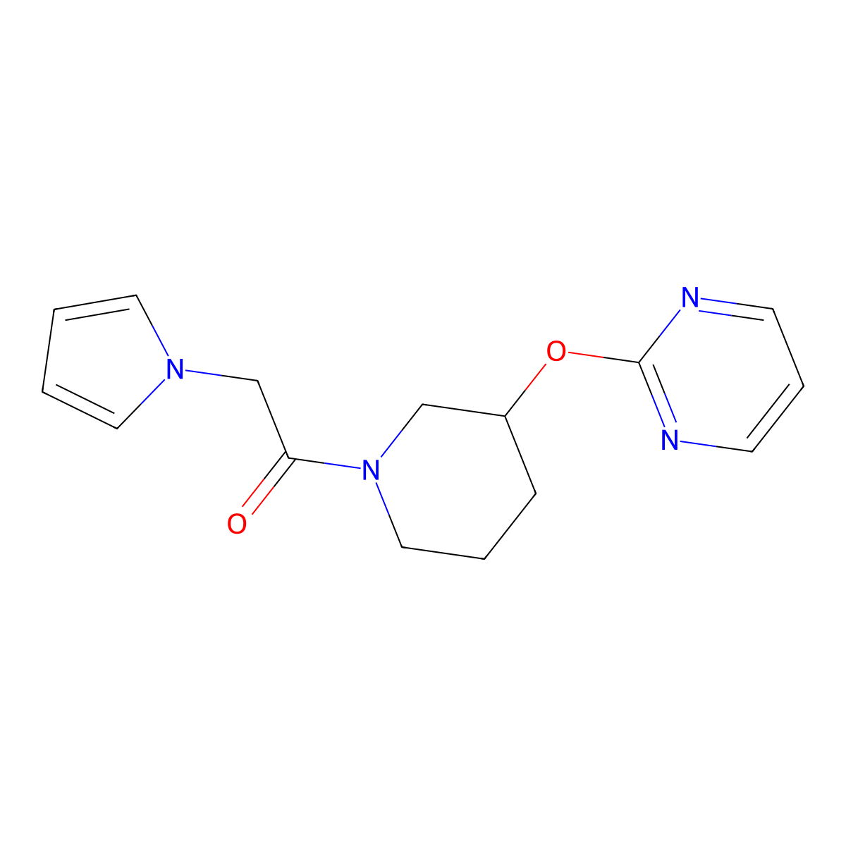 1-(3-(pyrimidin-2-yloxy)piperidin-1-yl)-2-(1H-pyrrol-1-yl)ethanone molecular structure, CAS 2034576-36-6