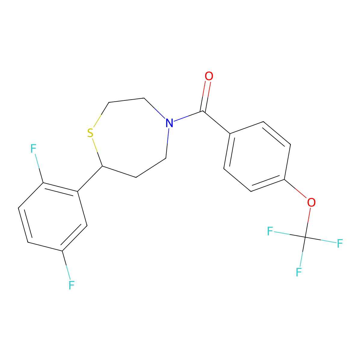 (7-(2,5-Difluorophenyl)-1,4-thiazepan-4-yl)(4-(trifluoromethoxy)phenyl)methanone molecular structure, CAS 2034576-37-7