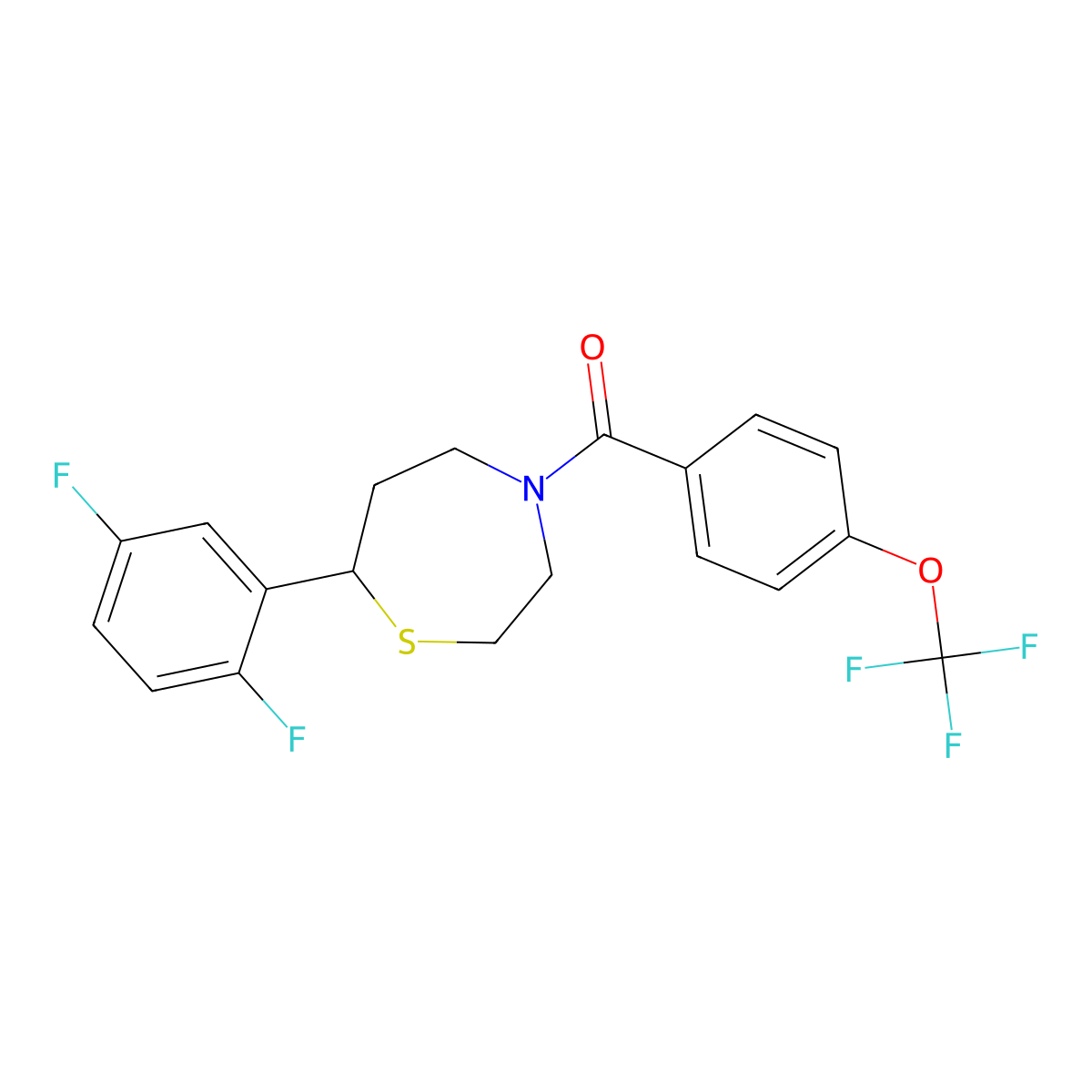 (7-(2,5-Difluorophenyl)-1,4-thiazepan-4-yl)(4-(trifluoromethoxy)phenyl)methanone molecular structure, CAS 2034576-37-7