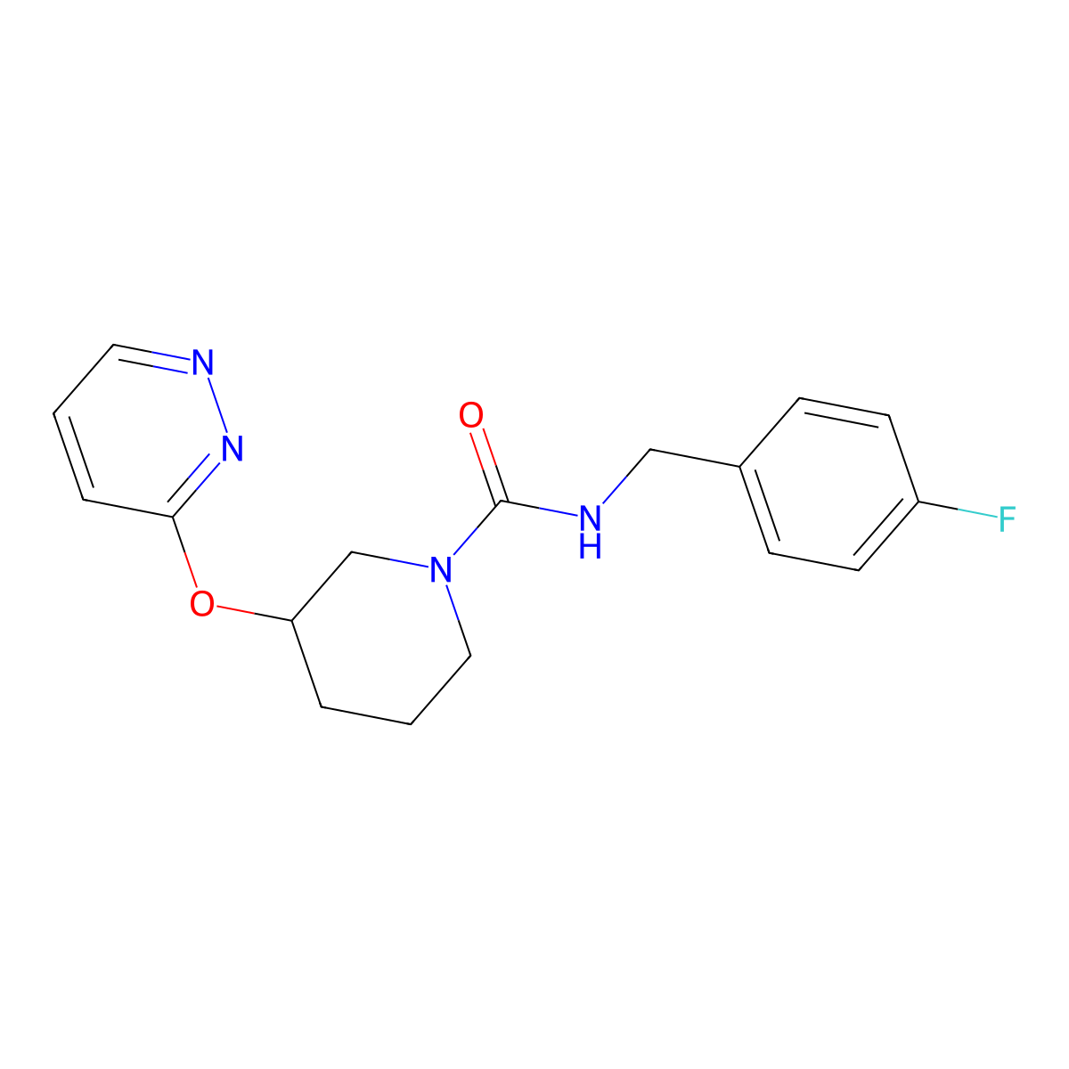 N-(4-fluorobenzyl)-3-(pyridazin-3-yloxy)piperidine-1-carboxamide molecular structure, CAS 2034576-39-9