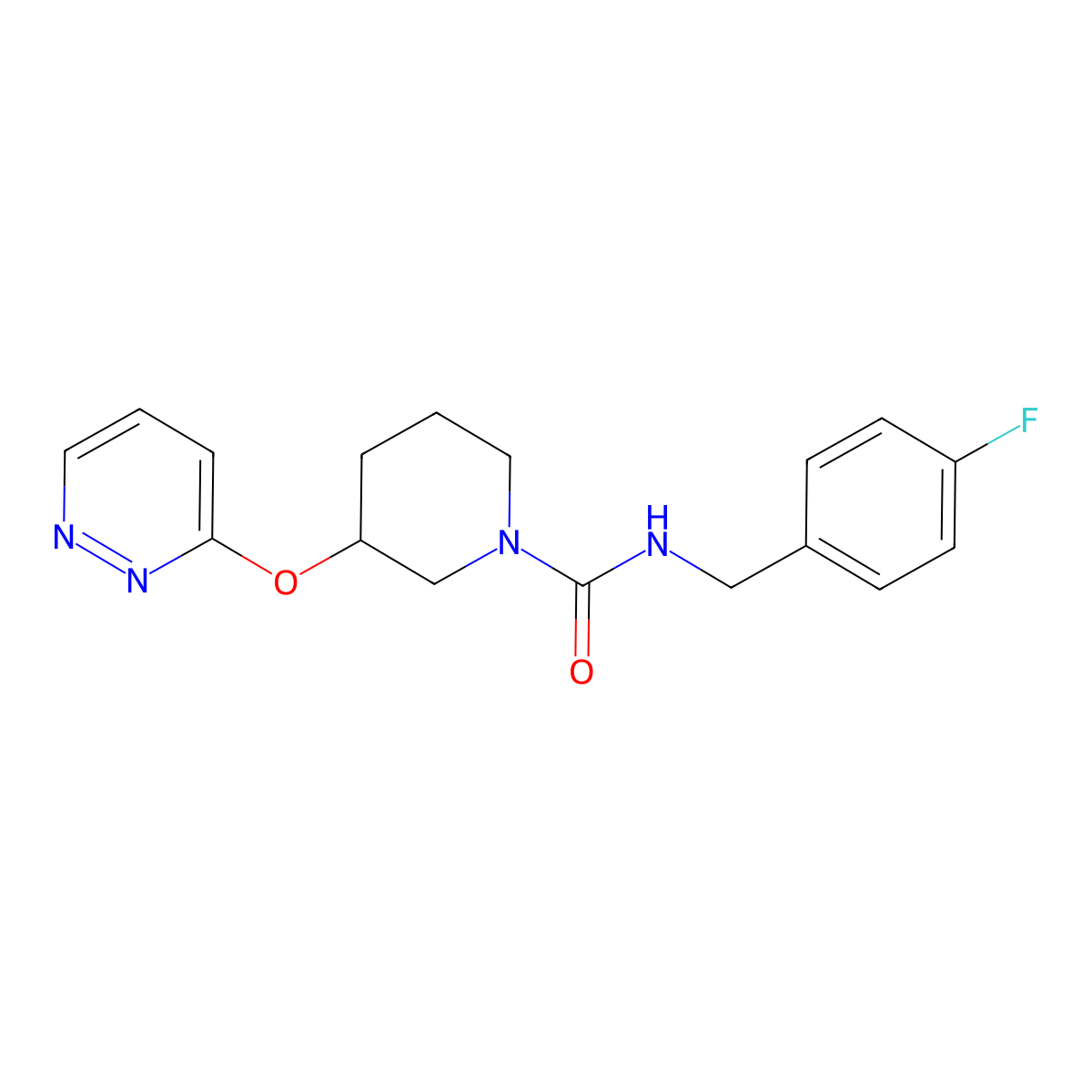 N-(4-fluorobenzyl)-3-(pyridazin-3-yloxy)piperidine-1-carboxamide molecular structure, CAS 2034576-39-9