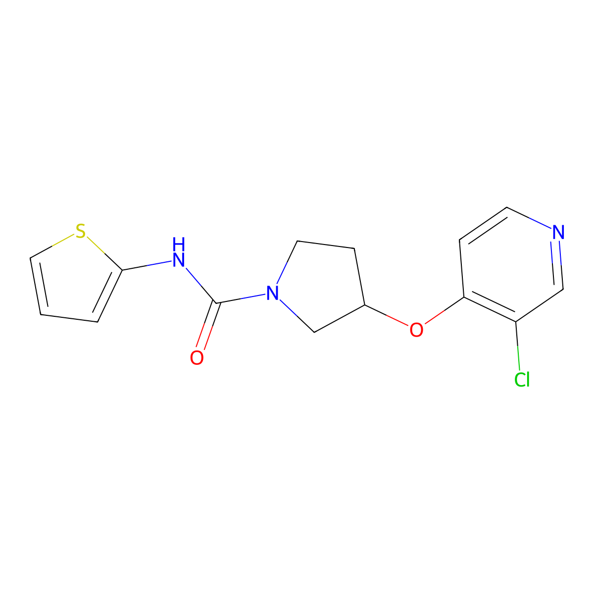 3-[(3-chloropyridin-4-yl)oxy]-N-(thiophen-2-yl)pyrrolidine-1-carboxamide molecular structure, CAS 2034576-44-6