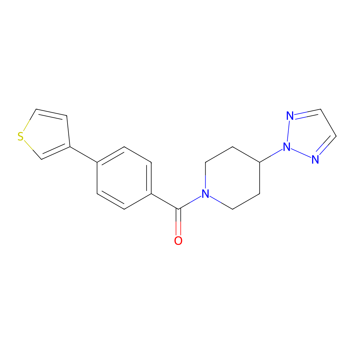 (4-(2H-1,2,3-triazol-2-yl)piperidin-1-yl)(4-(thiophen-3-yl)phenyl)methanone molecular structure, CAS 2034576-52-6