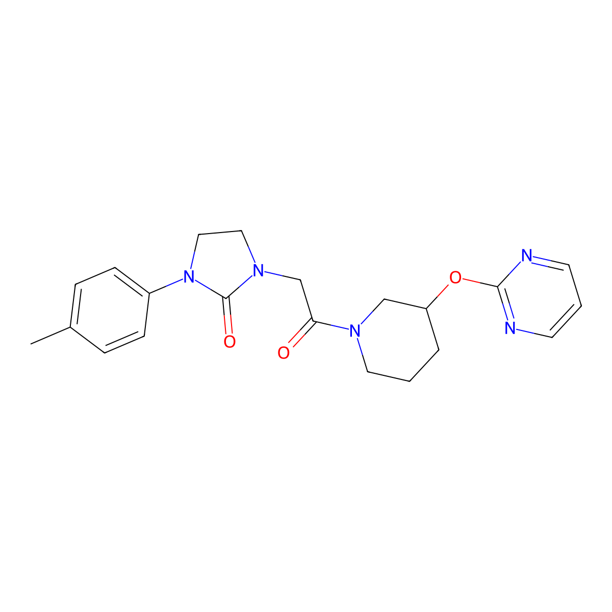 1-(2-Oxo-2-(3-(pyrimidin-2-yloxy)piperidin-1-yl)ethyl)-3-(p-tolyl)imidazolidin-2-one molecular structure, CAS 2034576-53-7