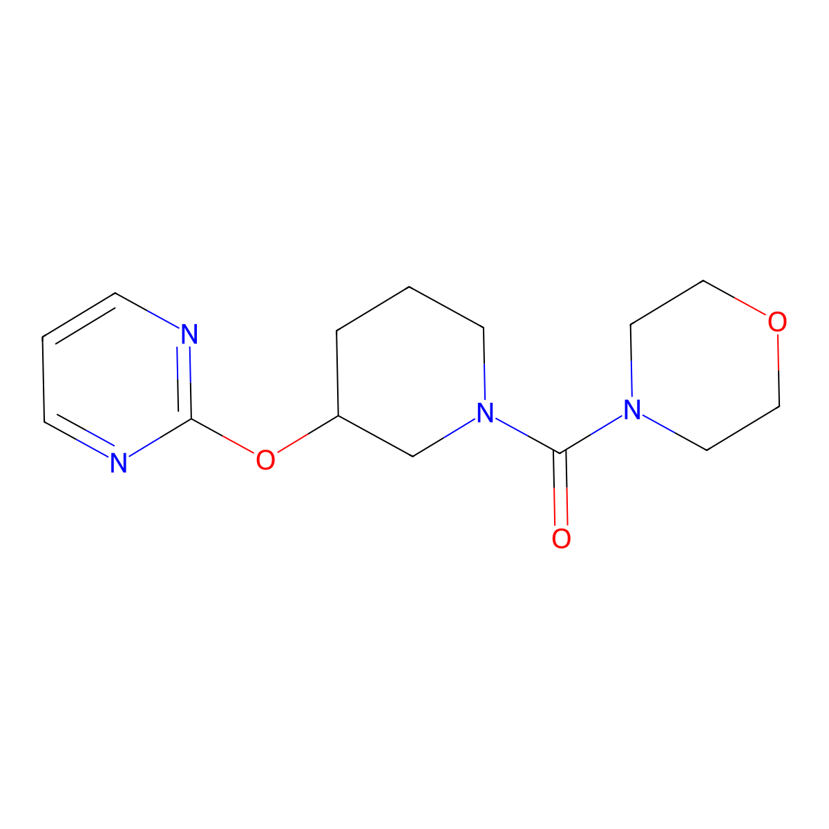 Morpholino(3-(pyrimidin-2-yloxy)piperidin-1-yl)methanone molecular structure, CAS 2034576-56-0