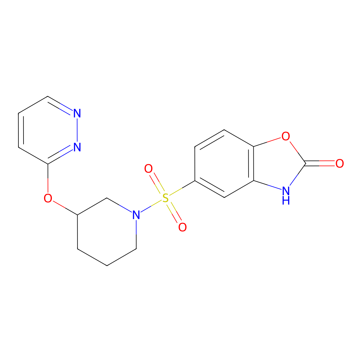 5-((3-(pyridazin-3-yloxy)piperidin-1-yl)sulfonyl)benzo[d]oxazol-2(3H)-one molecular structure, CAS 2034576-62-8