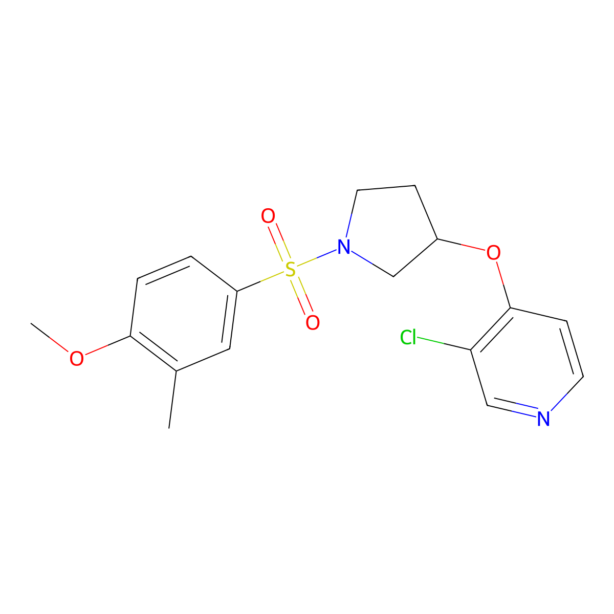 3-Chloro-4-((1-((4-methoxy-3-methylphenyl)sulfonyl)pyrrolidin-3-yl)oxy)pyridine molecular structure, CAS 2034576-63-9