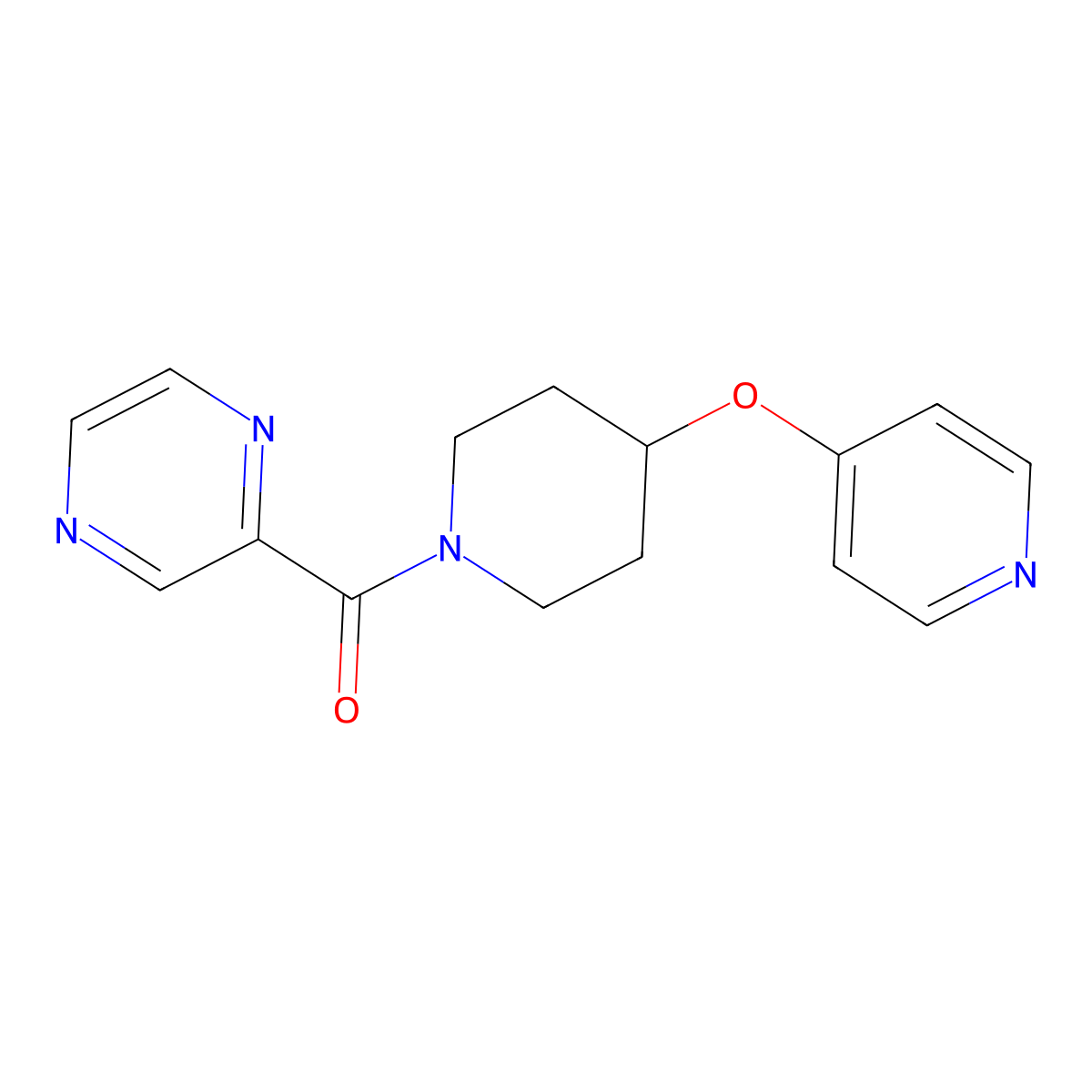 Pyrazin-2-yl(4-(pyridin-4-yloxy)piperidin-1-yl)methanone molecular structure, CAS 2034576-65-1