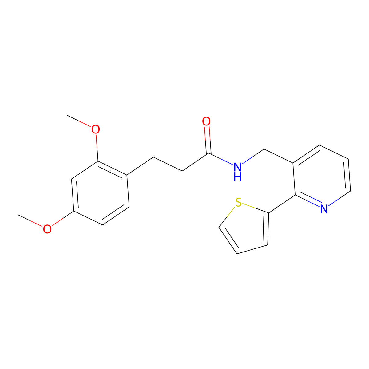 3-(2,4-dimethoxyphenyl)-N-{[2-(thiophen-2-yl)pyridin-3-yl]methyl}propanamide molecular structure, CAS 2034576-83-3