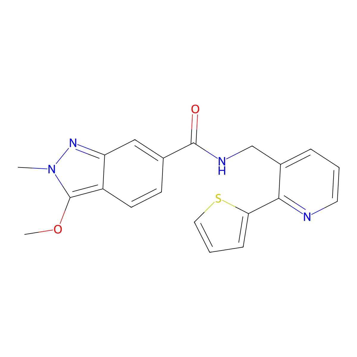 3-methoxy-2-methyl-N-((2-(thiophen-2-yl)pyridin-3-yl)methyl)-2H-indazole-6-carboxamide molecular structure, CAS 2034576-92-4
