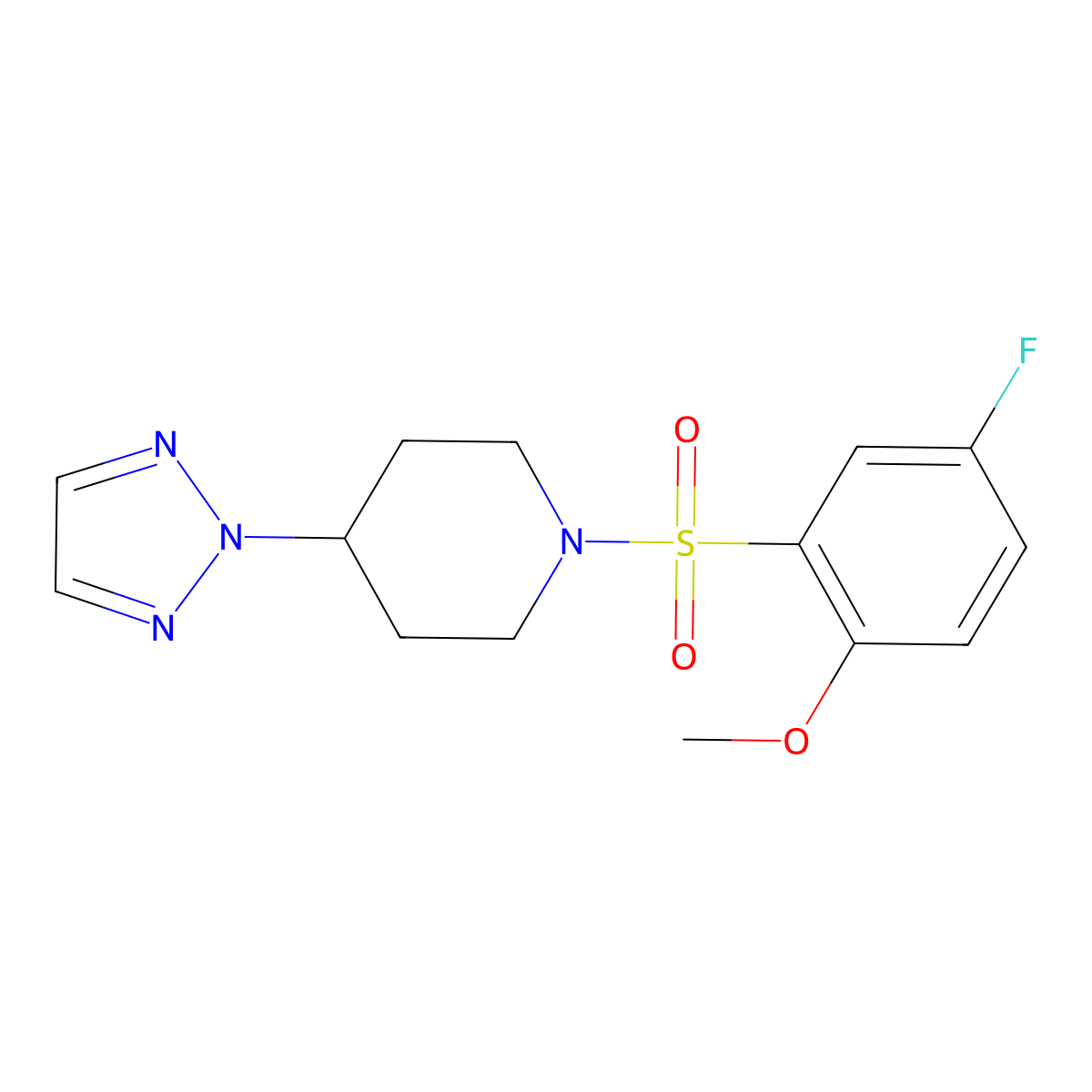 1-((5-fluoro-2-methoxyphenyl)sulfonyl)-4-(2H-1,2,3-triazol-2-yl)piperidine molecular structure, CAS 2034576-93-5