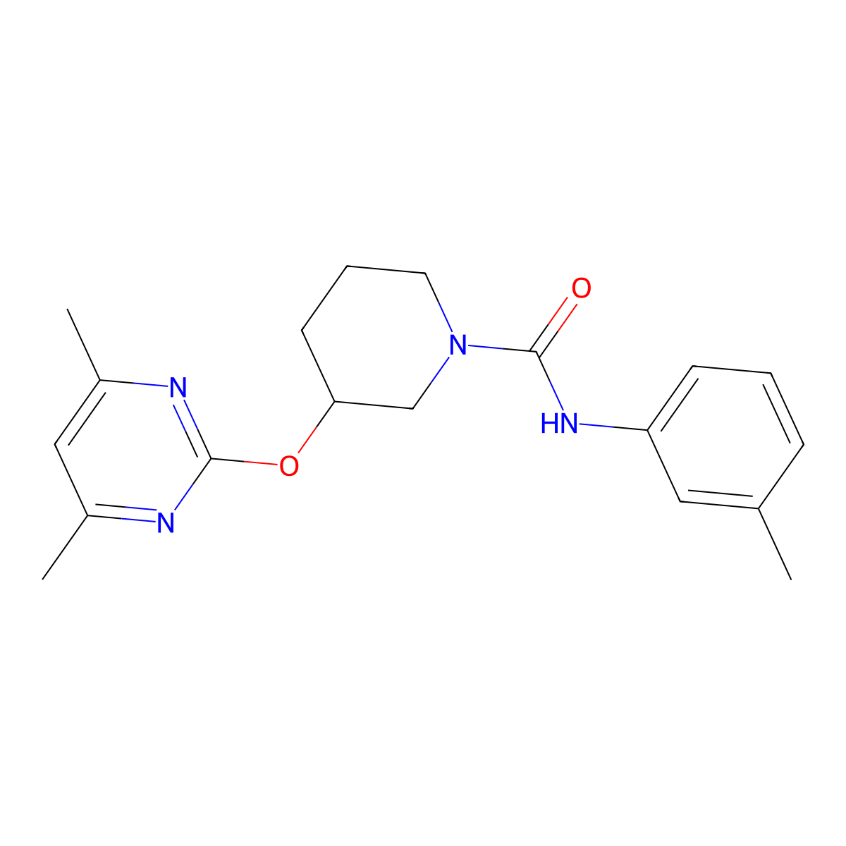 3-((4,6-dimethylpyrimidin-2-yl)oxy)-N-(m-tolyl)piperidine-1-carboxamide molecular structure, CAS 2034576-94-6