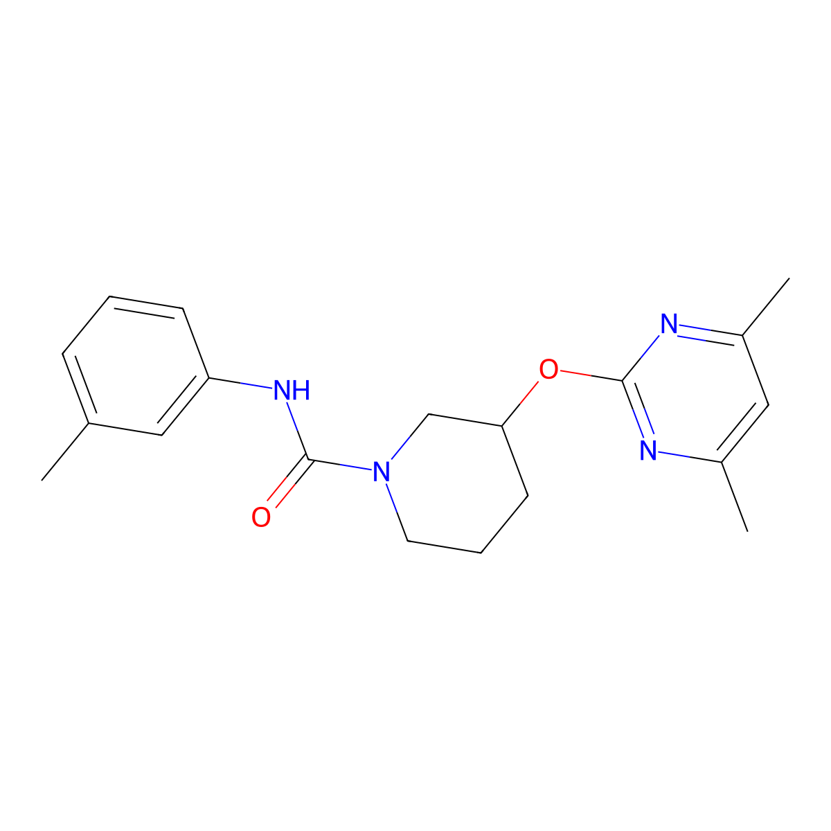 3-((4,6-dimethylpyrimidin-2-yl)oxy)-N-(m-tolyl)piperidine-1-carboxamide molecular structure, CAS 2034576-94-6