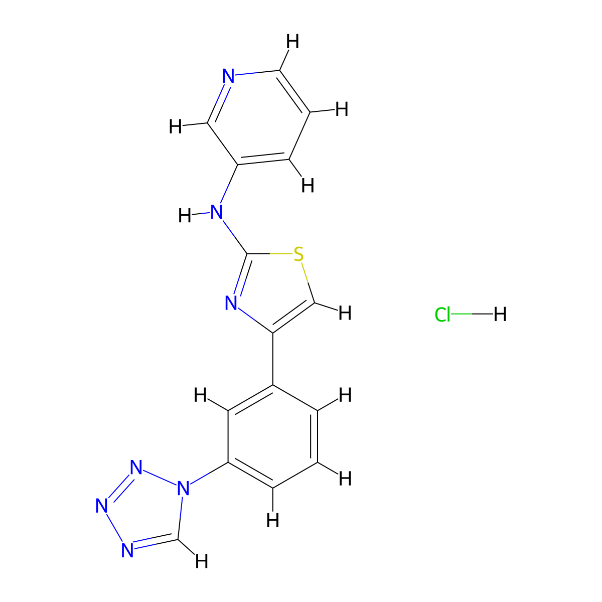 4-(3-(1H-tetrazol-1-yl)phenyl)-N-(pyridin-3-yl)thiazol-2-amine hydrochloride molecular structure, CAS 2034576-96-8