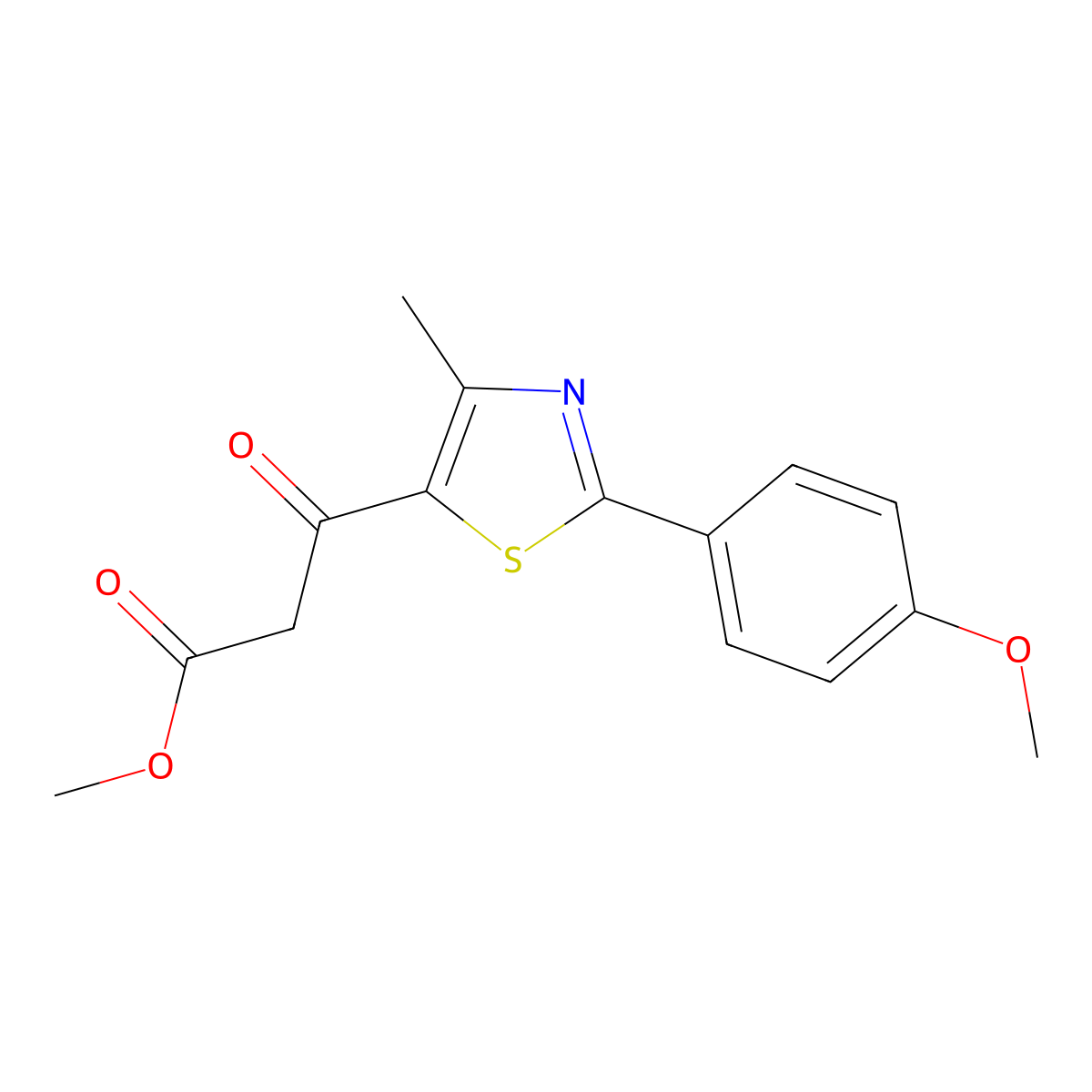 Methyl 3-(2-(4-methoxyphenyl)-4-methylthiazol-5-yl)-3-oxopropanoate molecular structure, CAS 2034576-97-9