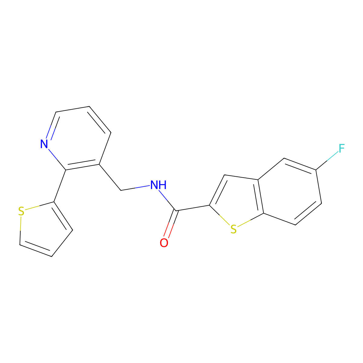 5-fluoro-N-((2-(thiophen-2-yl)pyridin-3-yl)methyl)benzo[b]thiophene-2-carboxamide molecular structure, CAS 2034577-00-7