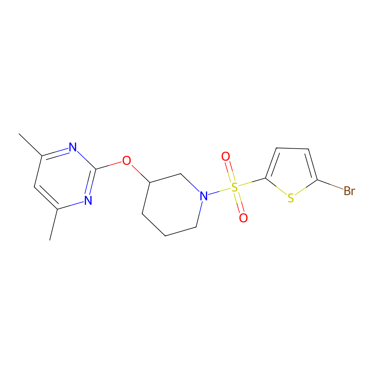 2-((1-((5-Bromothiophen-2-yl)sulfonyl)piperidin-3-yl)oxy)-4,6-dimethylpyrimidine molecular structure, CAS 2034577-02-9