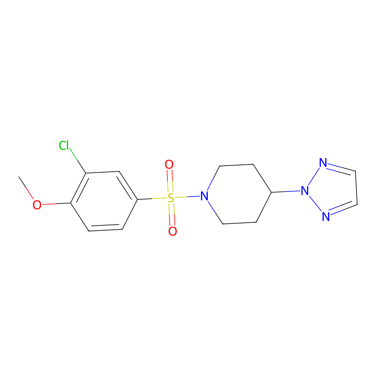 1-((3-chloro-4-methoxyphenyl)sulfonyl)-4-(2H-1,2,3-triazol-2-yl)piperidine molecular structure, CAS 2034577-03-0