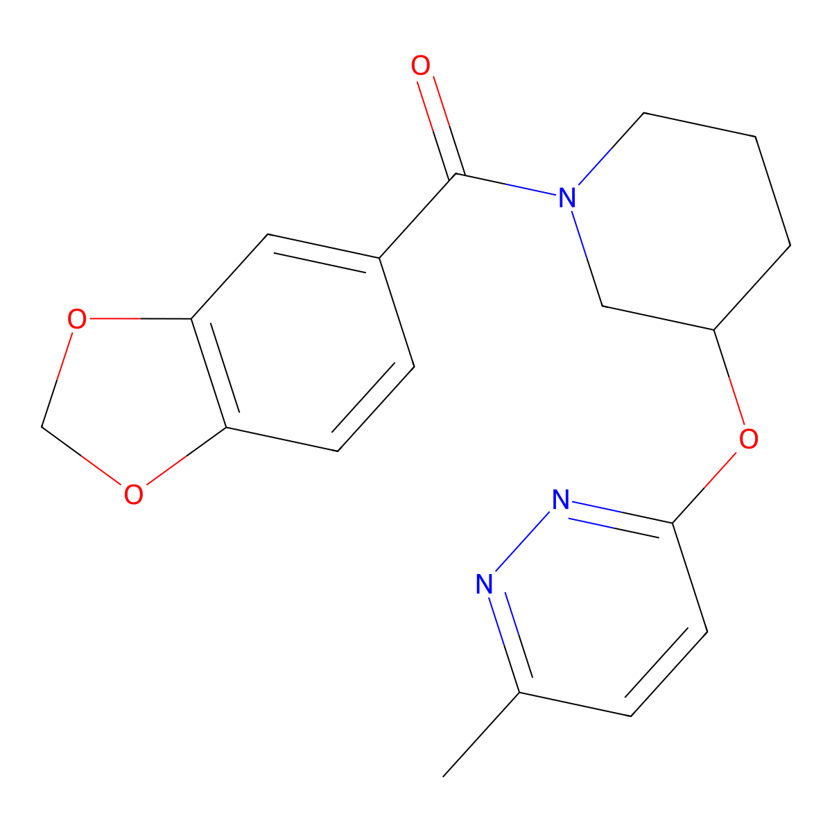 Benzo[d][1,3]dioxol-5-yl(3-((6-methylpyridazin-3-yl)oxy)piperidin-1-yl)methanone molecular structure, CAS 2034577-06-3