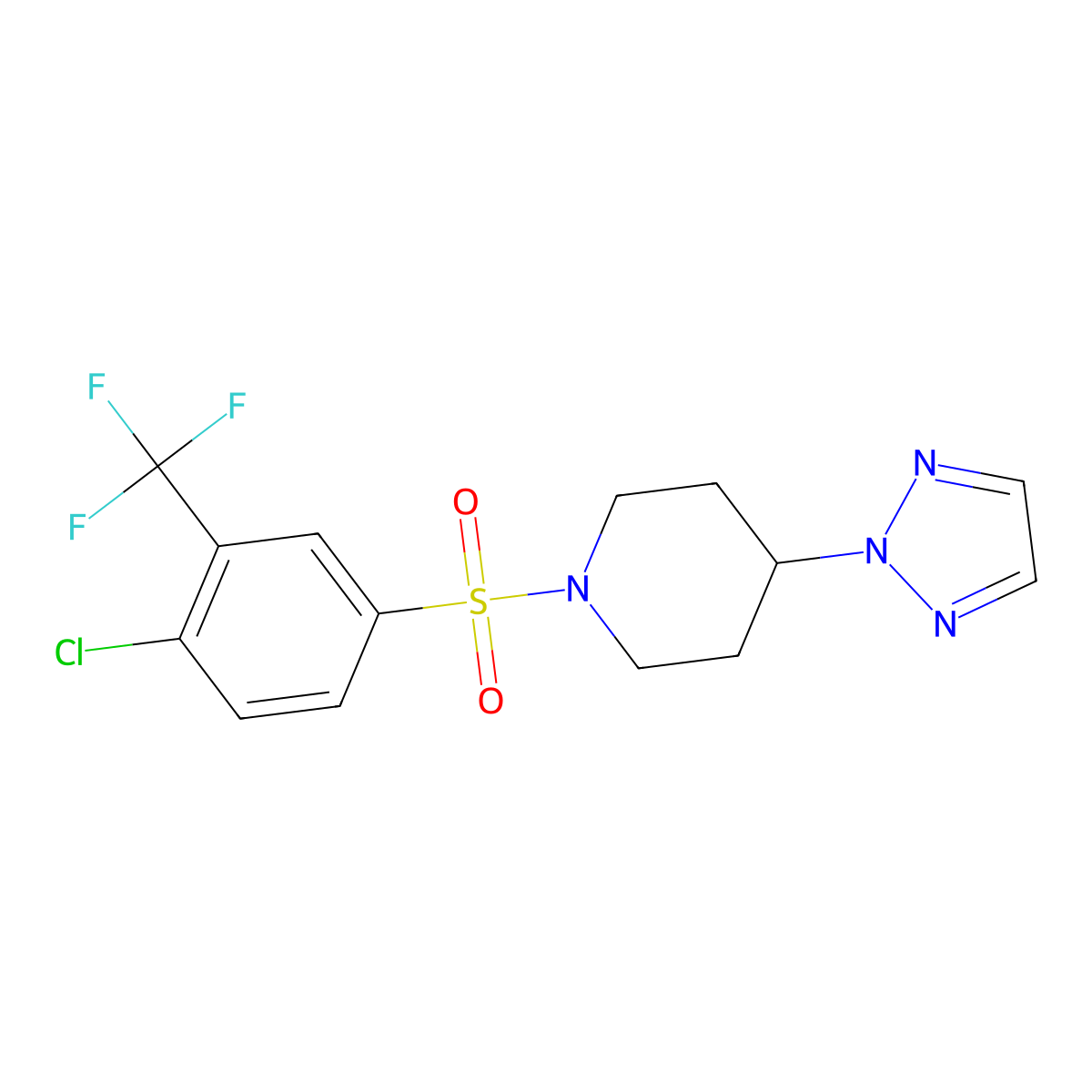 1-((4-chloro-3-(trifluoromethyl)phenyl)sulfonyl)-4-(2H-1,2,3-triazol-2-yl)piperidine molecular structure, CAS 2034577-12-1