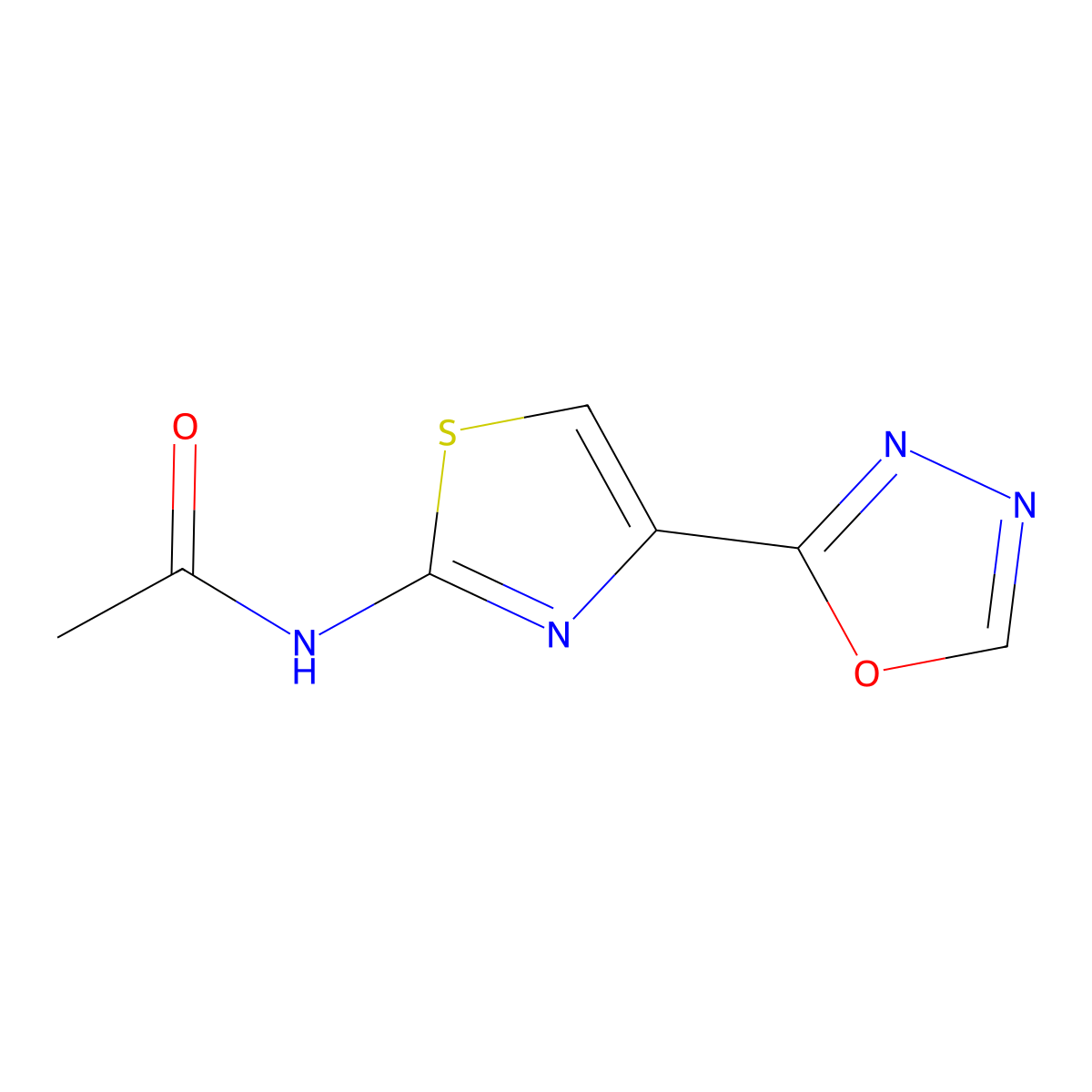 N-(4-(1,3,4-oxadiazol-2-yl)thiazol-2-yl)acetamide molecular structure, CAS 2034577-13-2