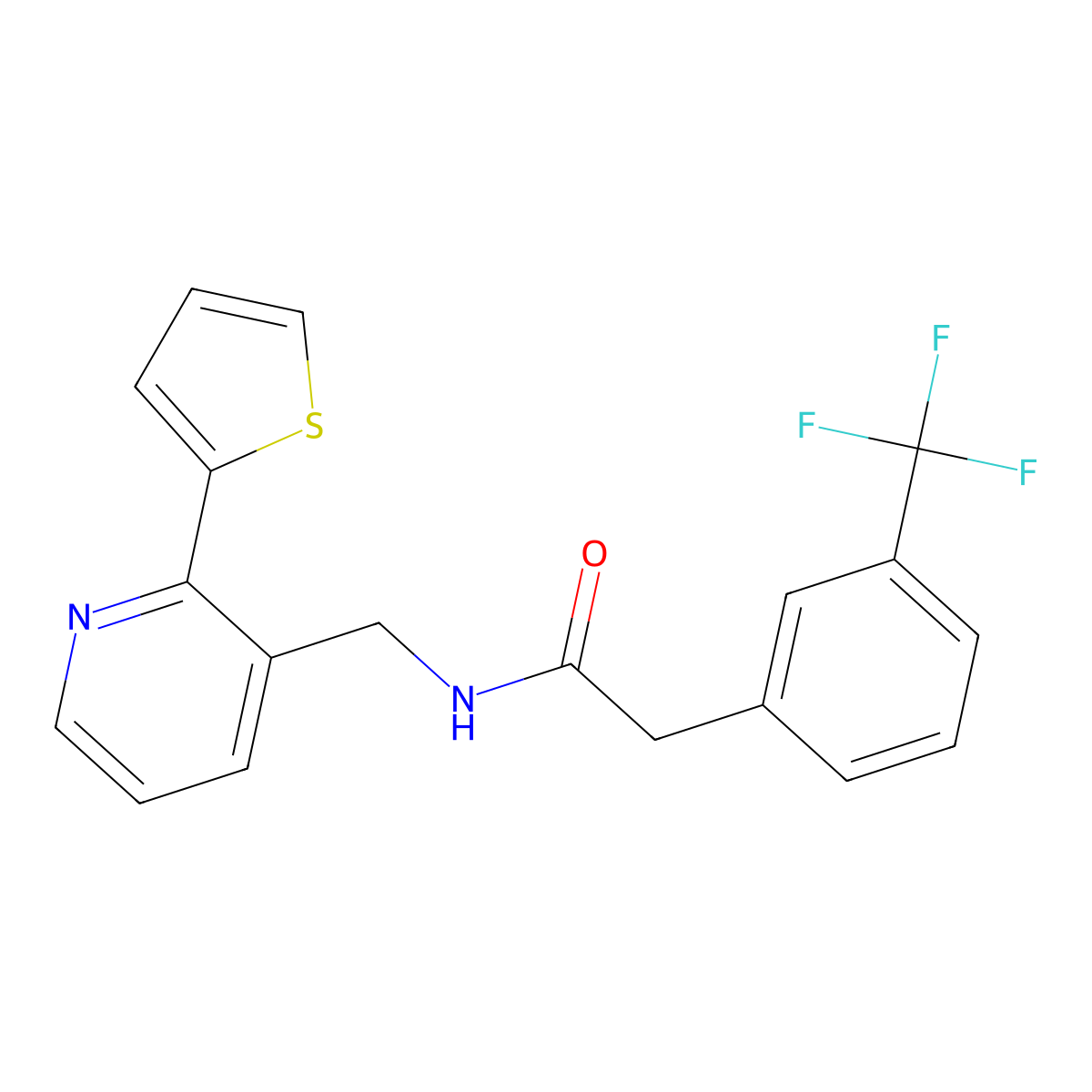 N-((2-(thiophen-2-yl)pyridin-3-yl)methyl)-2-(3-(trifluoromethyl)phenyl)acetamide molecular structure, CAS 2034577-16-5