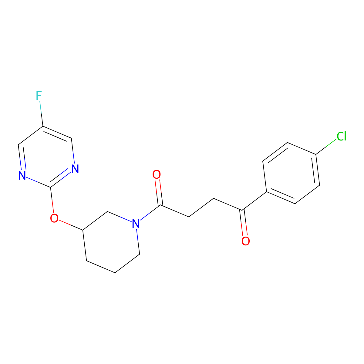 1-(4-Chlorophenyl)-4-(3-((5-fluoropyrimidin-2-yl)oxy)piperidin-1-yl)butane-1,4-dione molecular structure, CAS 2034577-17-6