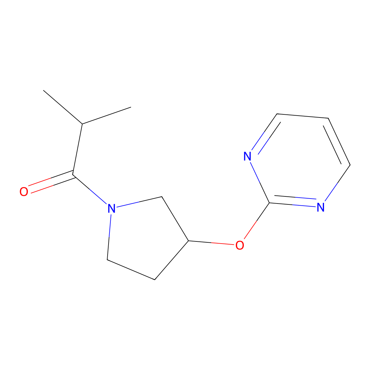 2-Methyl-1-[3-(pyrimidin-2-yloxy)pyrrolidin-1-yl]propan-1-one molecular structure, CAS 2034577-23-4