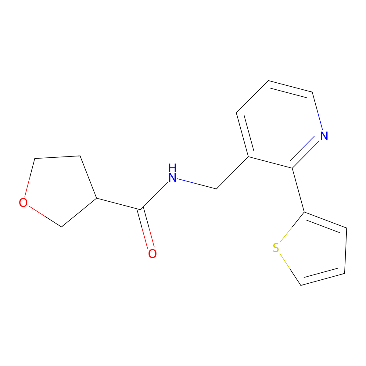 N-((2-(thiophen-2-yl)pyridin-3-yl)methyl)tetrahydrofuran-3-carboxamide molecular structure, CAS 2034577-26-7