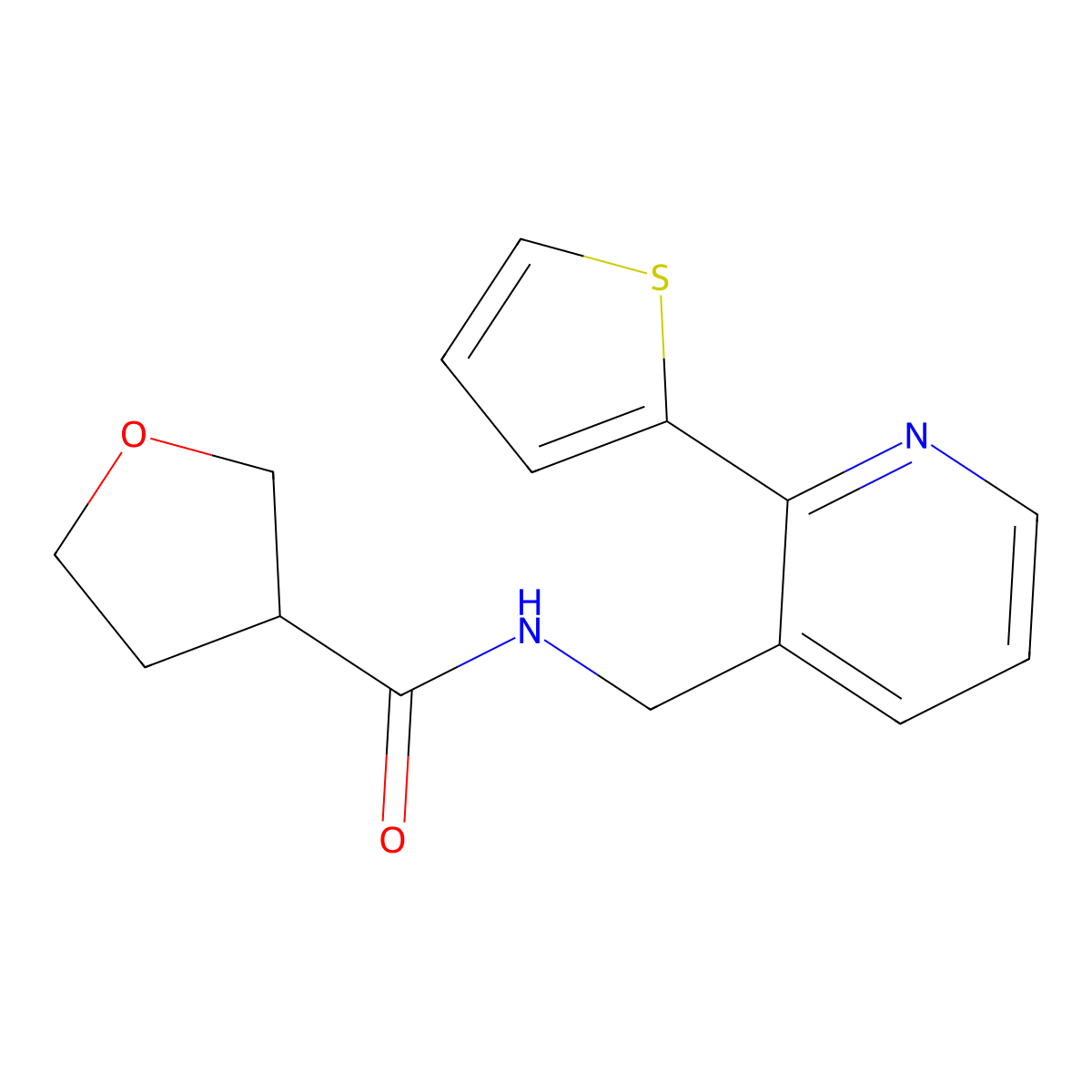 N-((2-(thiophen-2-yl)pyridin-3-yl)methyl)tetrahydrofuran-3-carboxamide molecular structure, CAS 2034577-26-7