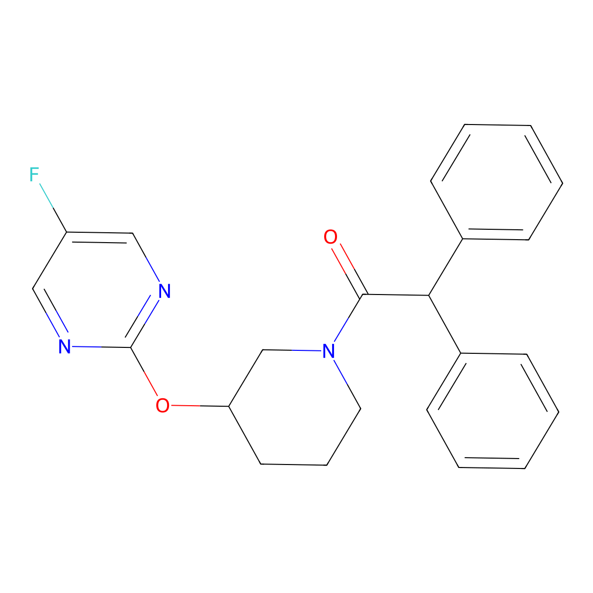1-(3-((5-Fluoropyrimidin-2-yl)oxy)piperidin-1-yl)-2,2-diphenylethanone molecular structure, CAS 2034577-30-3